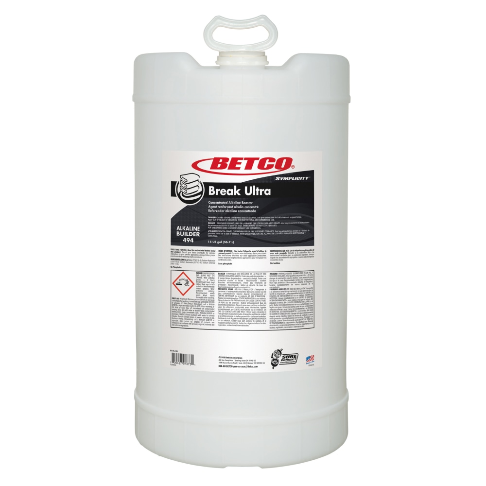 Betco Symplicity Break Ultra Alkaline Booster, 15 Gallon Bottle, Clear MPN:4947700