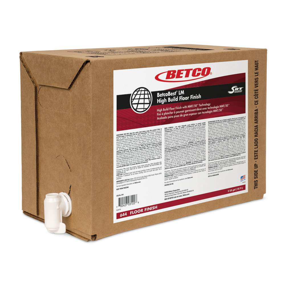 Betco BetcoBest LM Floor Finish, Unscented, 5 Gallon, Clear MPN:644B500