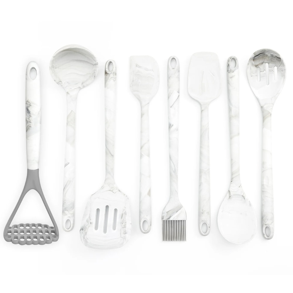 Better Houseware 8-Piece Silicone Utensils Set, White Marble MPN:3300/SET
