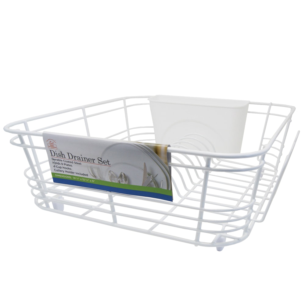 Better Houseware 2-Piece Dish Drainer, 5inH x 13inW x 14-1/2inD, White MPN:1420/W