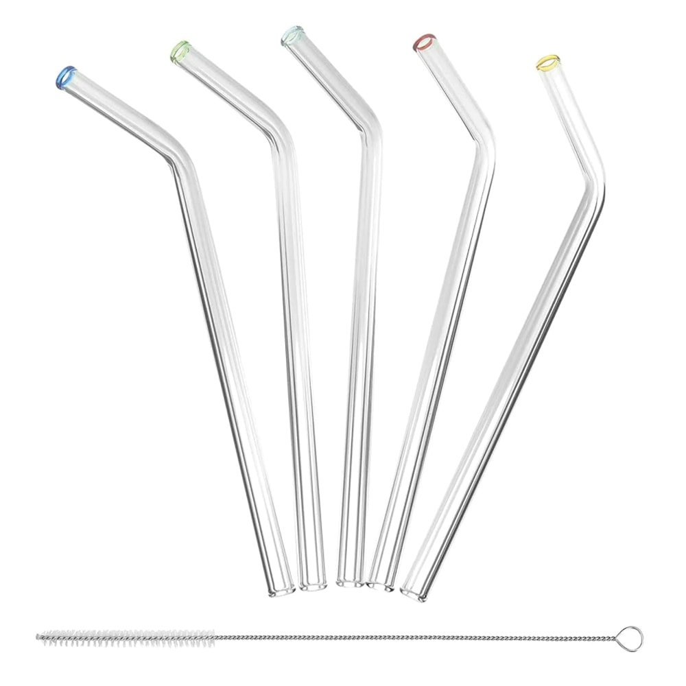 Better Houseware Glass Straws With Cleaning Brush, Extra-Wide, Clear, Set Of 5 Straws MPN:309