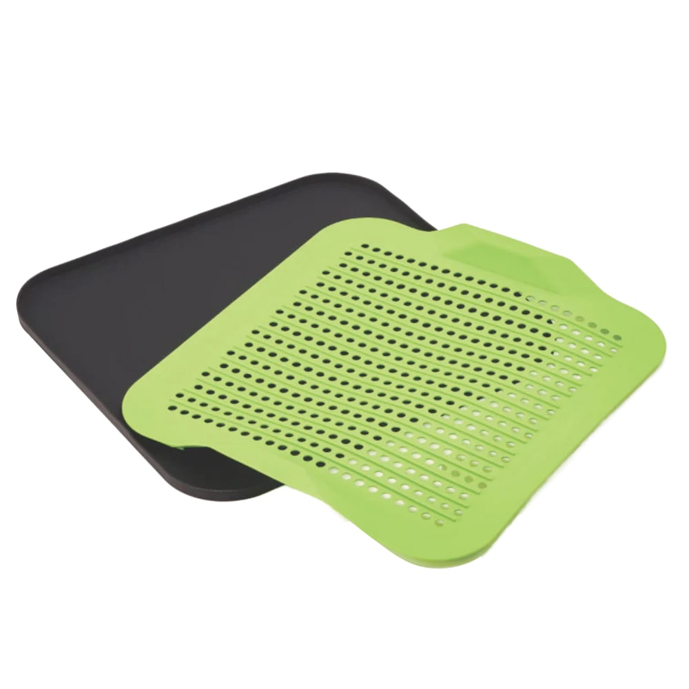 Better Houseware 2-Piece Silicone Drying Mat, 1inH x 15-1/8inW x 14-3/8inD, Black/Green MPN:3420/G