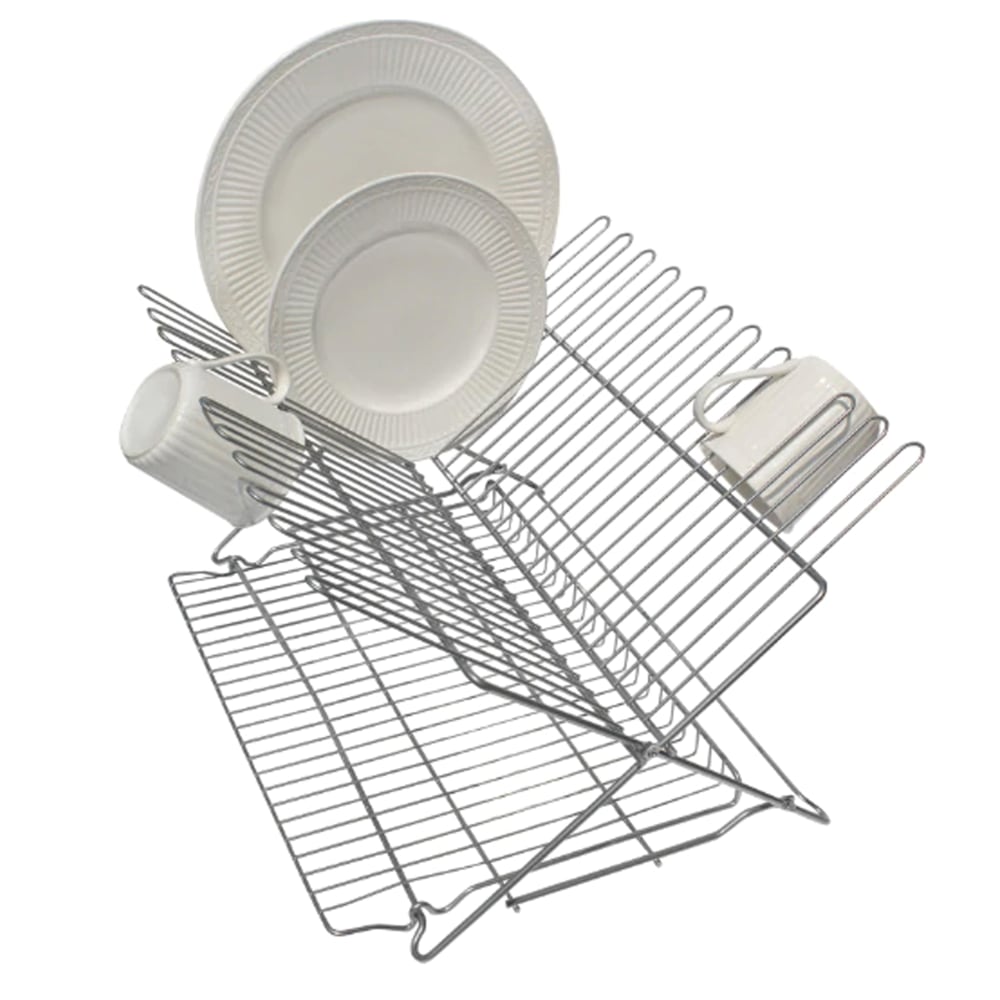 Better Houseware Extra-Large Metallic Folding Dish Rack, 10-3/4inH x 12-1/4inW x 18inD, White MPN:3489.5