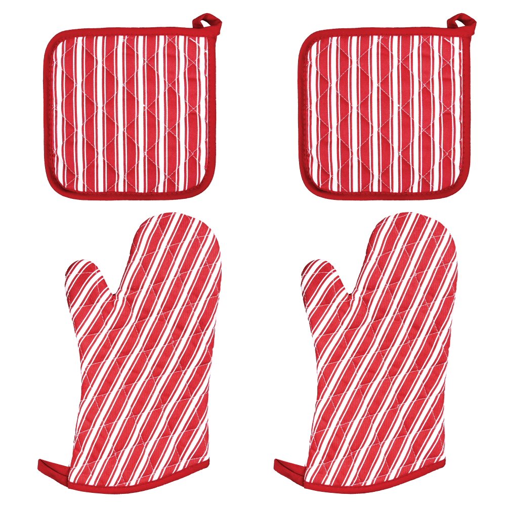 Better Houseware Striped Oven Mitt and Pot Holder Kit, Red MPN:843631184196