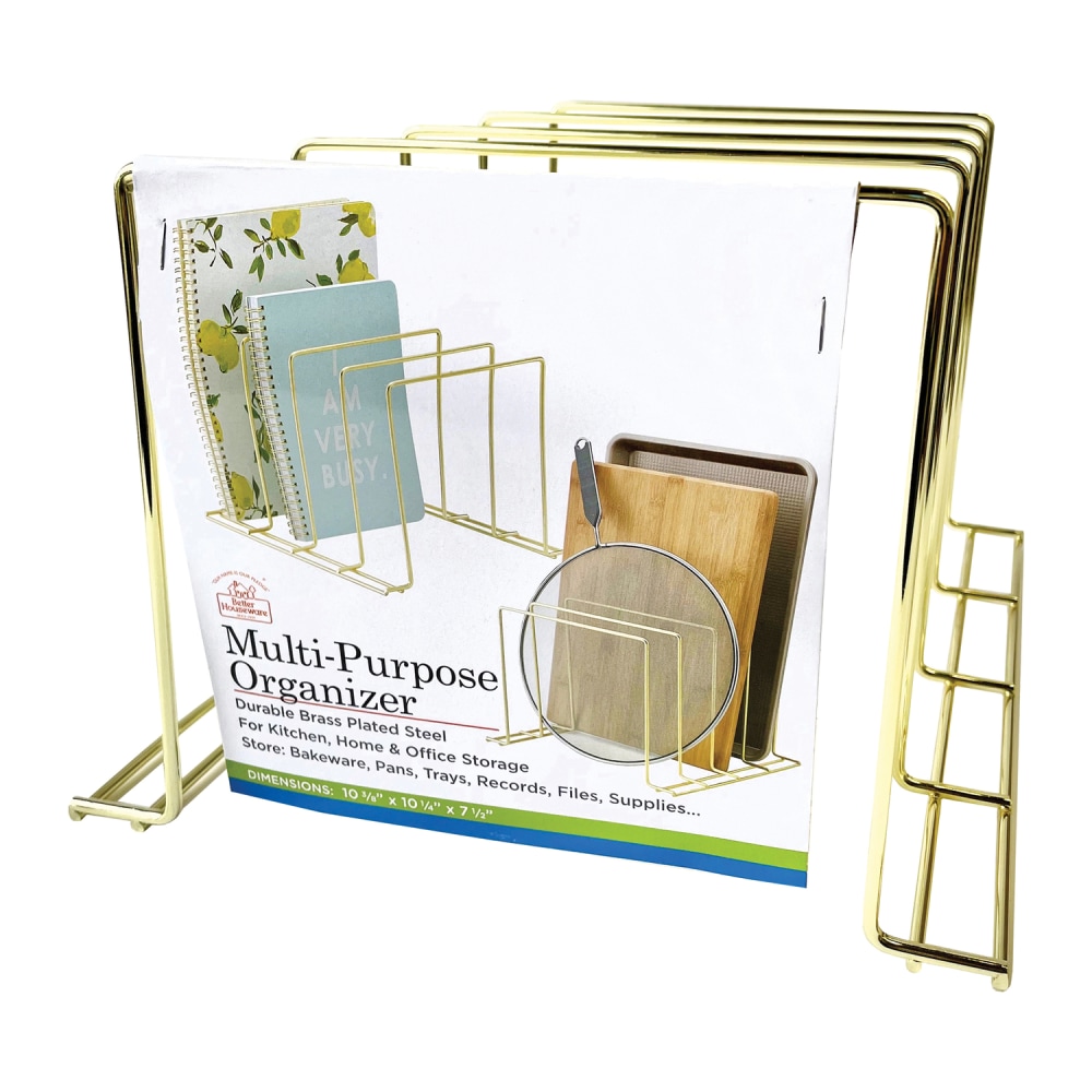 Better Houseware Steel 4-Section Vertical Organizer, Large, Brass MPN:1493.3B