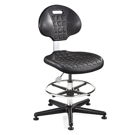 Cleanroom Task Chair, Polyurethane, Black, 19 in to 26-1/2 in Seat Height, Glides MPN:7300C1-BLK