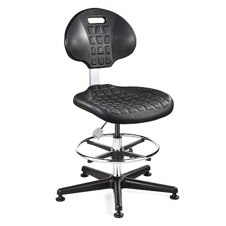 Cleanroom Task Chair, Polyurethane, Black, 21 in to 31 in Seat Height MPN:7500C1-BLK