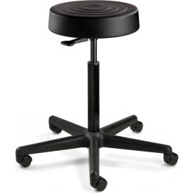 Bevco S3500-BLK ErgoLux Backless Stool Black Polyurethane Seat Black Nylon Base S3500-BLK