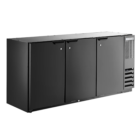 Back Bar Refrigerator, Black with 3 Solid Doors, 115V 72
