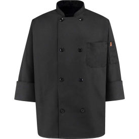 Chef Designs 8 Button-Front Chef Coat Pearl Buttons Black Polyester/Cotton S KT76BKRGS