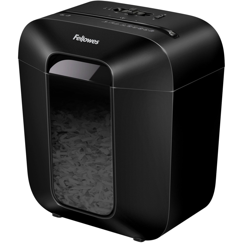 Fellowes LX25 Paper Shredder - Cross Cut - 6 Per Pass - for shredding Paper, Paper Clip, Staples, Credit Card - 0.156in x 1.250in Shred Size - P-4 - 7 ft/min - 9in Throat - 3 Minute Run Time - 30 Minute Cool Down Time - 3 gal Wastebin Capacity MPN:4300401