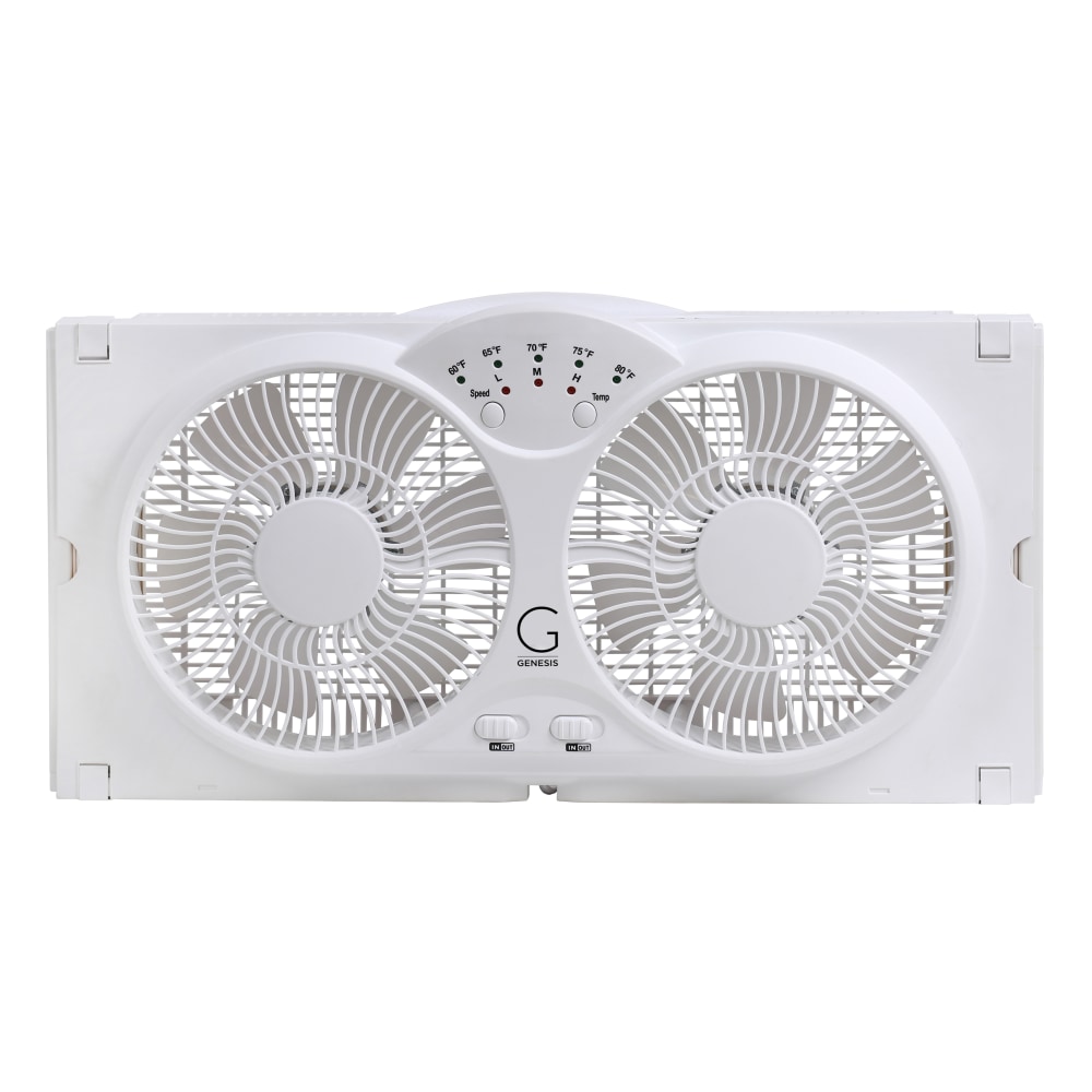 Genesis A1 High-Velocity 9in Window Fan With Thermostat, 12inH x 24inW x 4inD, White MPN:A1WINDOWFAN