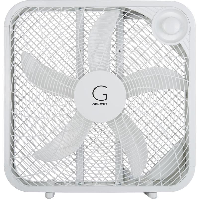Genesis 3-Speed Box Fan With Max Cooling Technology, 20in, White MPN:G20BOX-WHT