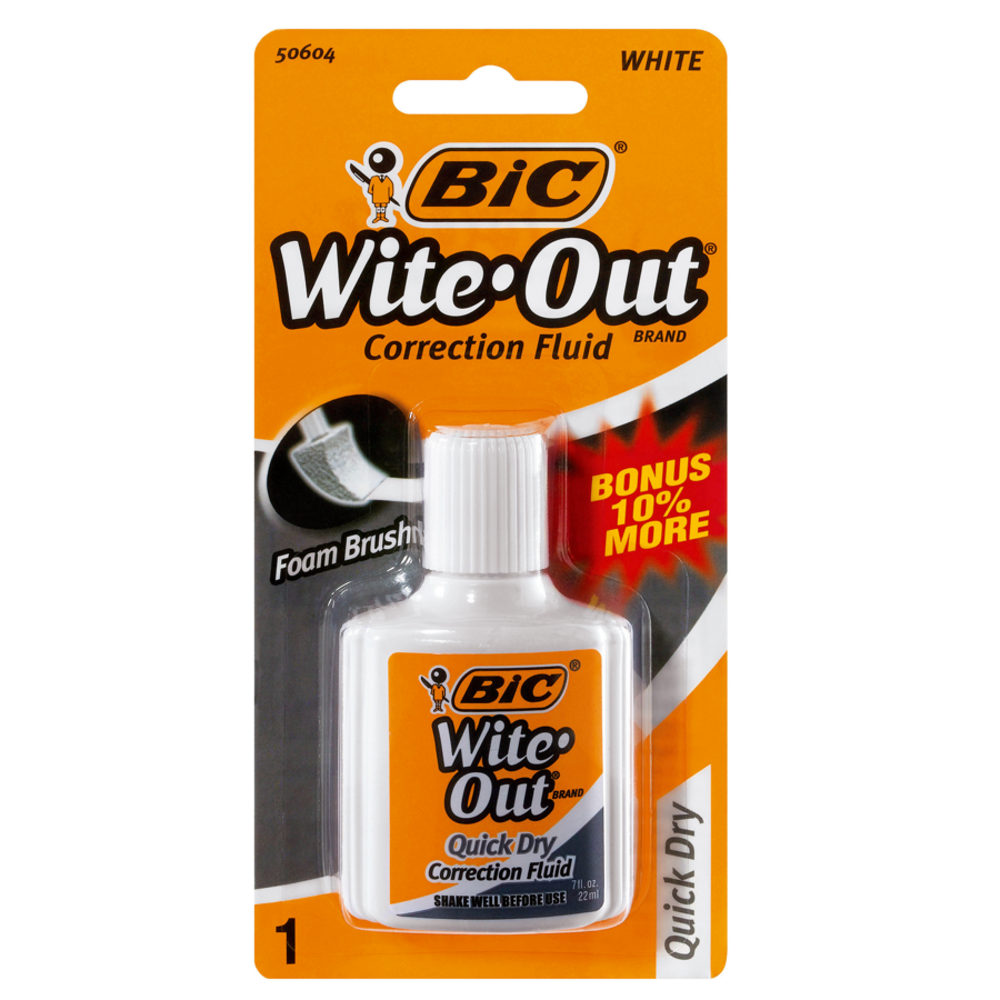 BIC Wite-Out Correction Fluid With Foam Applicator, Quick Dry, White MPN:WOFQDP1WHI