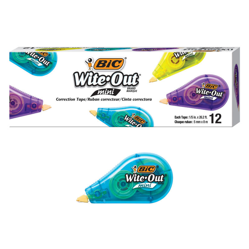 BIC Wite-Out Mini Correction Tape, White, No Dry Time, Long Lasting, 12-Count MPN:WOTM11-WHI
