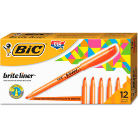 Bic® Brite Liner Highlighter with Pocket Clip Chisel Tip Orange Ink Dozen BL11OE