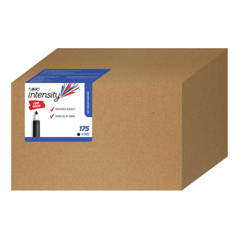 BIC Great Erase Grip Dry-Erase Markers, Fine Point, Black Ink, Box of 175 MPN:GDE175-BLK