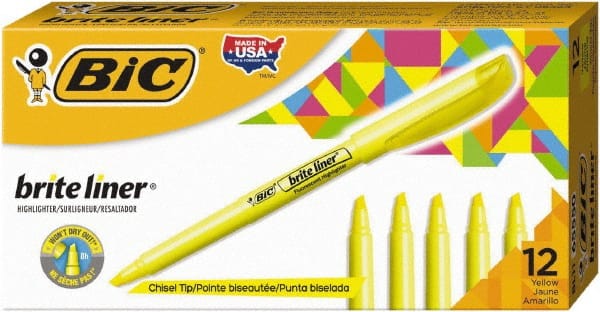 Highlighter Marker: Fluorescent Yellow, Water-Based, Chisel Point MPN:BICBL11YW