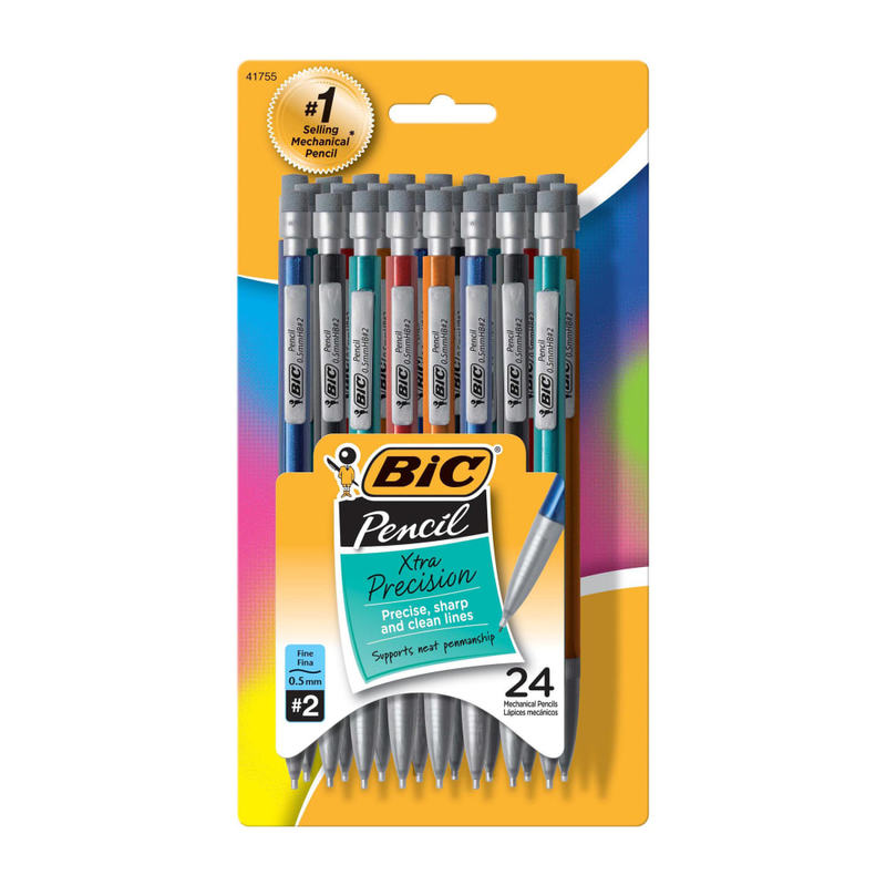 BIC Mechanical Pencils, Xtra Precision, Fine Point, 0.5 mm, Assorted Barrel Colors, Pack Of 24 Pencils MPN:MPLMFP241