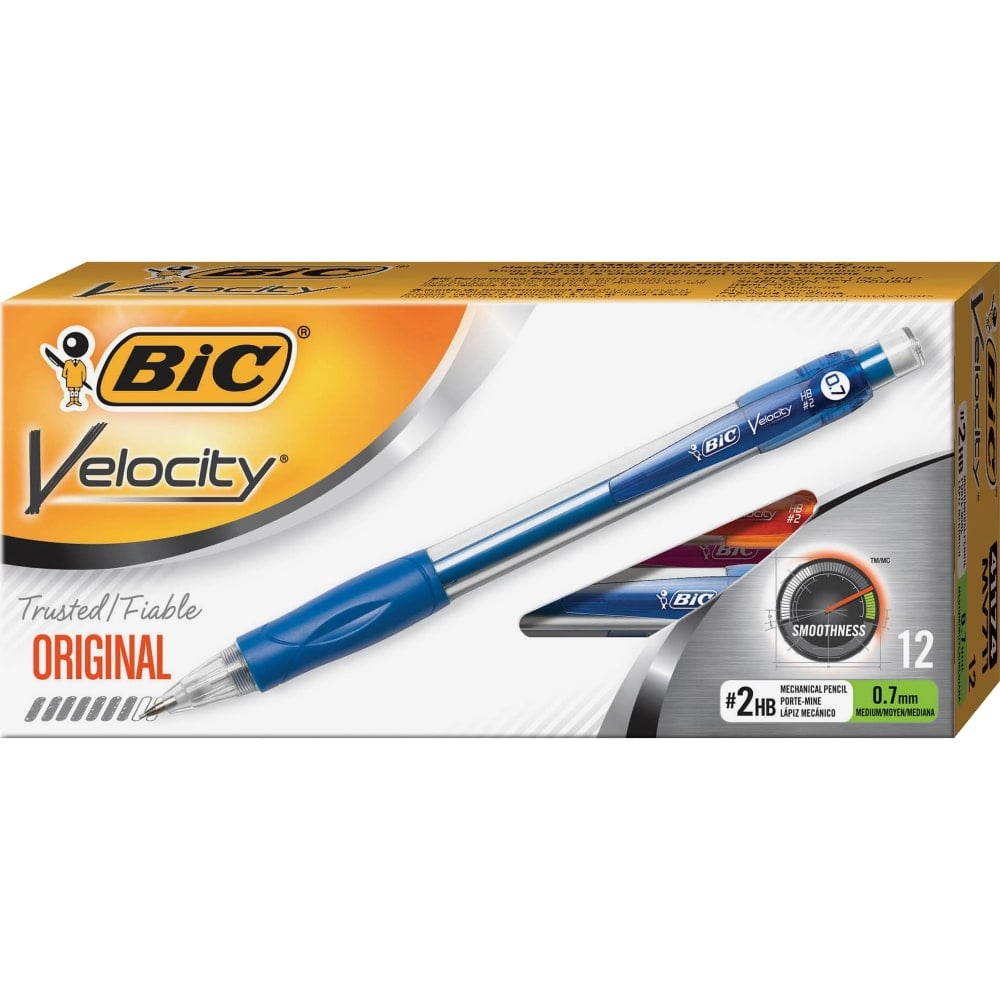 BIC Mechanical Pencils, #2 Lead, Medium Point, 0.7 mm, Blue Barrel, Pack Of 12 MPN:MV711BK