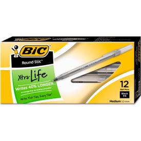 Bic® Round Stic Ballpoint Pen Medium Black Ink Dozen GSM11BK