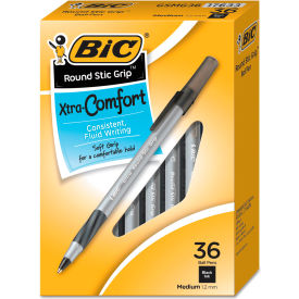 BIC® Round Stic Grip Xtra Comfort Ballpoint Pen Value Pack 1.2mm Black Ink 36/Pack GSMG361BK