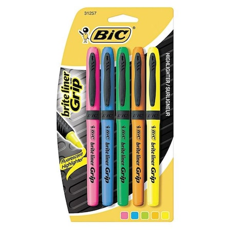 Highlighter Set, Fluorescent Colors PK5 MPN:BICGBLP51ASST