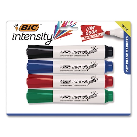 Intensity Low Odor Chisel-Tip Dry Erase Marker, Chisel Tip, Assorted Colors, PK4 MPN:BICGDEMP41ASST