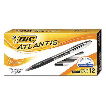 Pen Retractable, Medium 1.0 mm, Black PK12 MPN:BICVCG11BK