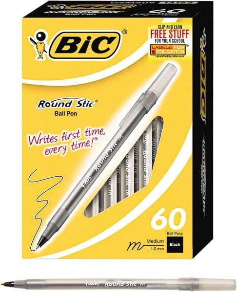 Round Stick Grip Pen: Ball Tip, Black Ink MPN:BICGSM609BK