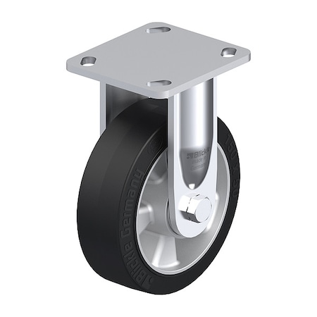 Plate Caster, Rigid, Rubber, 7 1/2