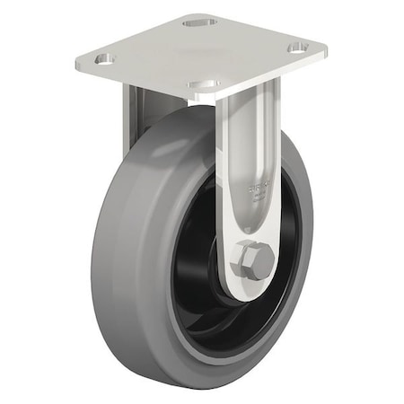 Rigid Plate Caster, Solid Rbbr, 8