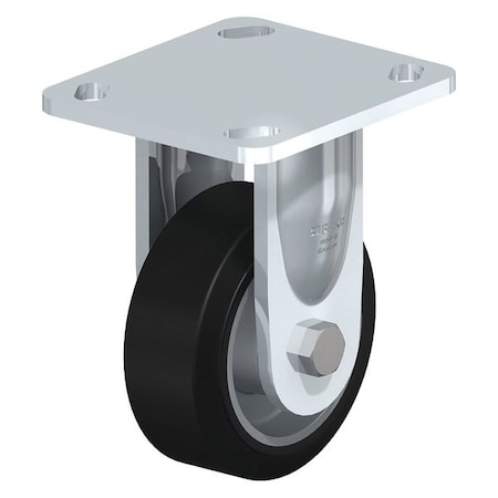 Rigid Plate Caster, Solid Rbbr, 4