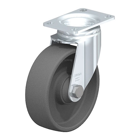 Swivel Plate Caster, Gry Nylon, 5