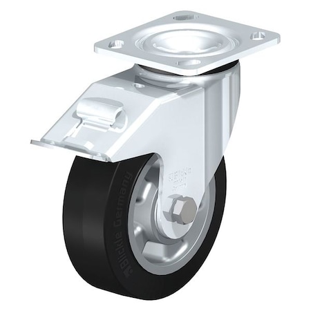 Swivel Plate Caster, Solid Rubbr, 8