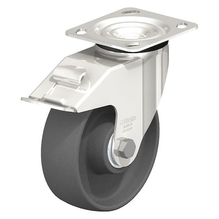 Swivel Plate Caster, Gray Nylon, 6