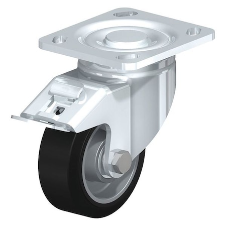 Swivel Plate Caster, Solid Rubbr, 4