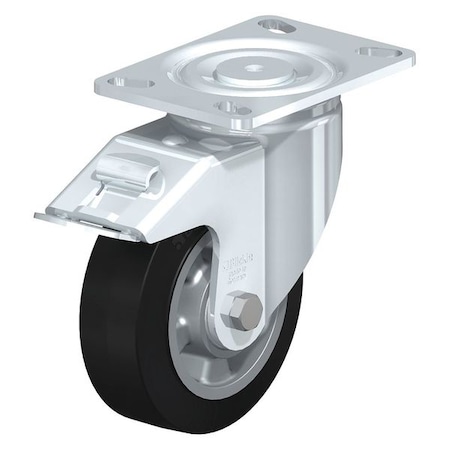 Swivel Plate Caster, Solid Rubbr, 6