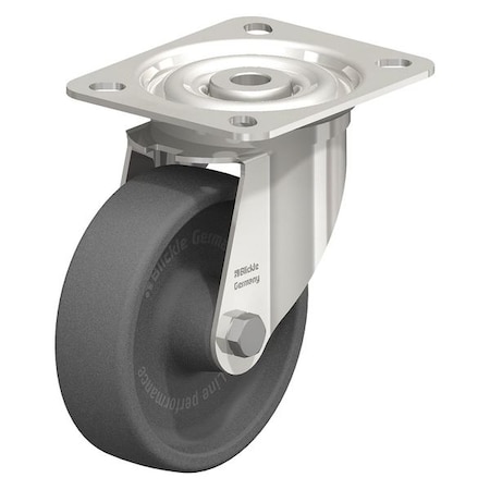 Swivel Plate Caster, Glss Nyln, 4