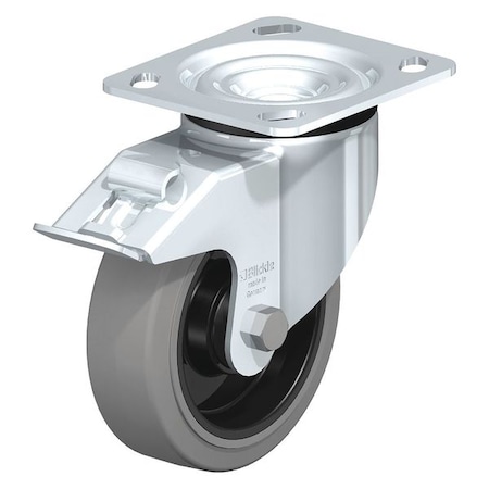 Swivel Plate Caster, Solid Rbbr, 4