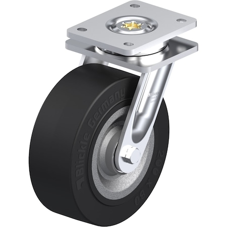 Swvl Plate Caster, Rubbr, 7-7/8