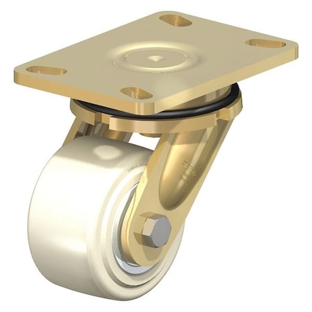 Swivel Plate Caster, Wht Nyln, 4