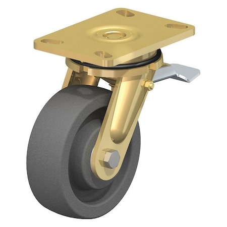 Swivel Plate Caster, Gray Nylon, 6