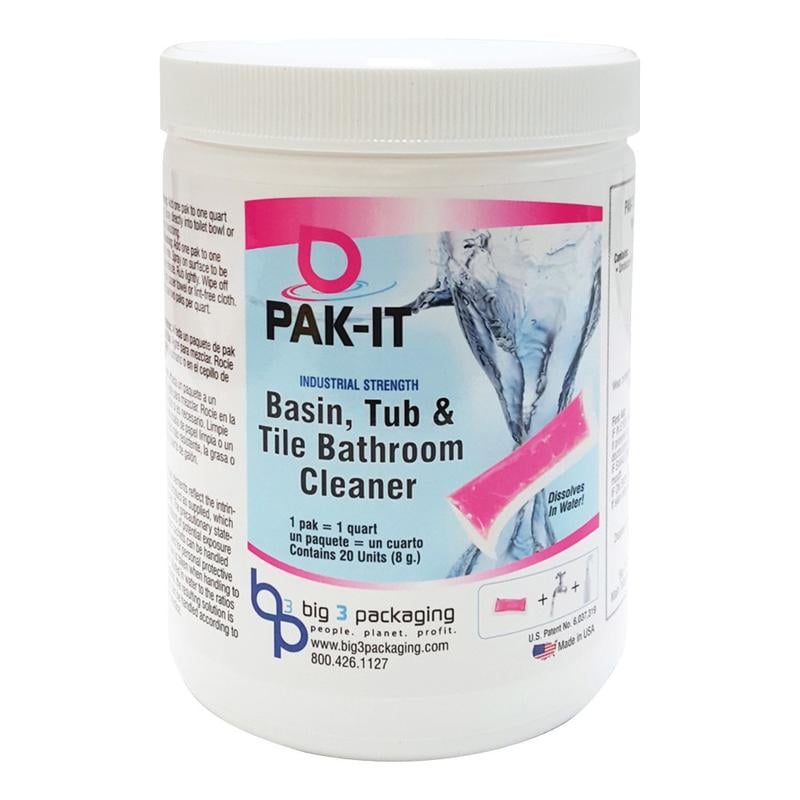 Big 3 Packaging PAK-IT Basin/Tub/Tile Bathroom Cleaner, Pack Of 20 (Min Order Qty 4) MPN:57222012