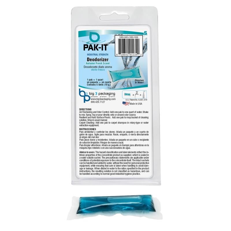 PAK-IT Industrial-Strength Deodorizer, Autumn Fresh, 1.6 Oz, Pack Of 5 Packets (Min Order Qty 10) MPN:PAK58535-100