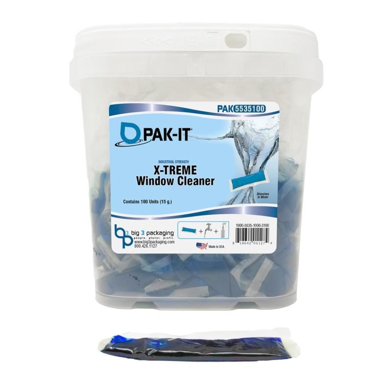 PAK-IT X-Treme Window Cleaner Packets, Pleasant Scent, Pack Of 50 (Min Order Qty 2) MPN:PAK5555100-4
