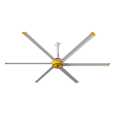 Ceiling Fan, 10 ft Blade Dia, 6 Blades, Variable Speeds, 110 to 125V AC, Yellow MPN:F-ES2-1001S34