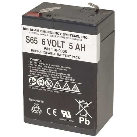 Battery, 6V, 168hr, 1 5/8in, Cap and Base MPN:S65