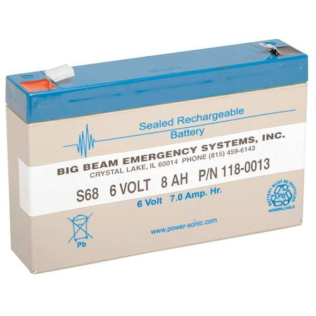 Battery, Lead Calcium, 6V, 7Ah, Faston MPN:S68