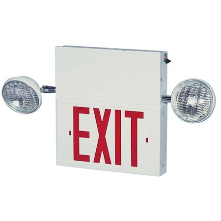 Exit Sign with Emergency Lights, White, 1 Face(s), LED, Universal Mount, Lead Calcium MPN:2COM1RWW